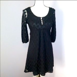 Double Zero black sheer nylon polka dot dress